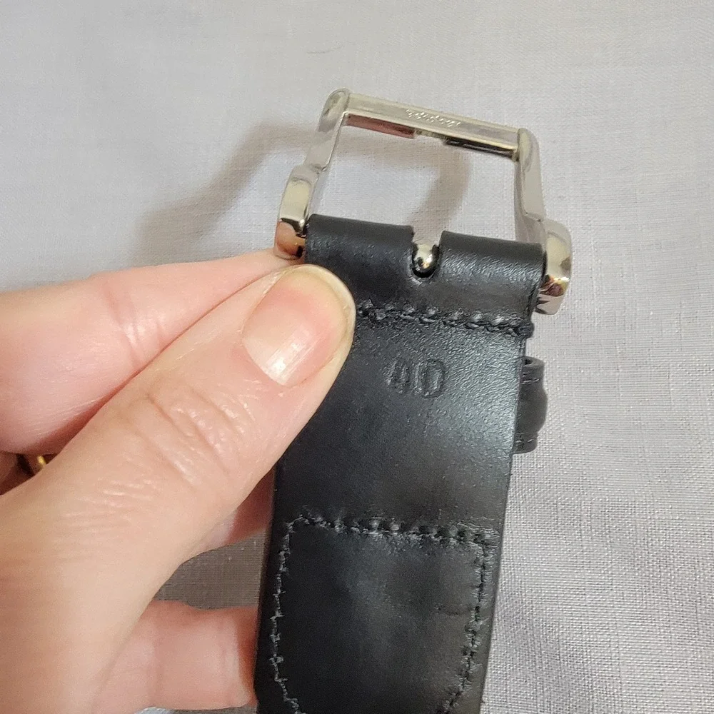 Beltology Mens Grey‎ Black Braided Woven Stretch Belt Leather Trim Size 40 EUC